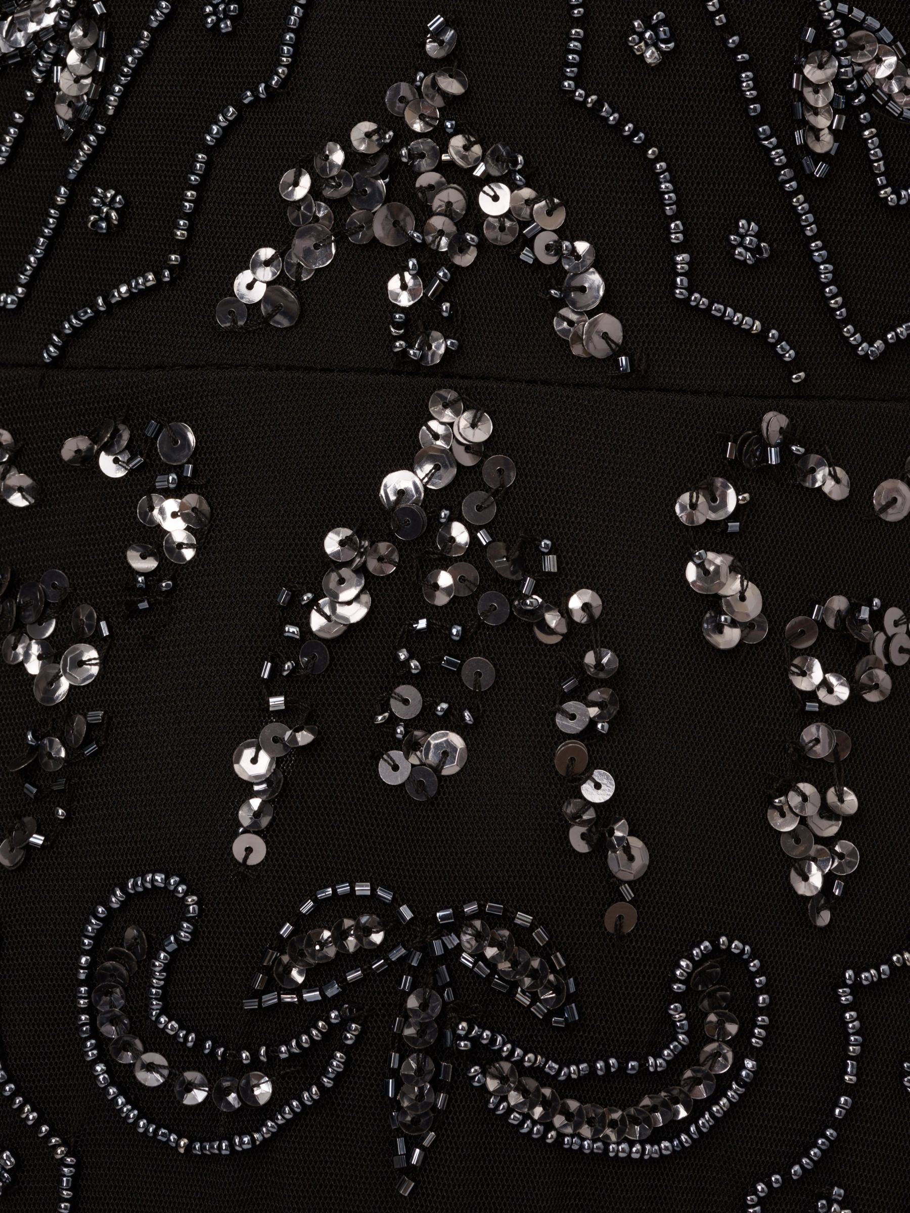Adrianna Papell Beaded Midi Dress, Black/Gunmetal at John Lewis & Partners