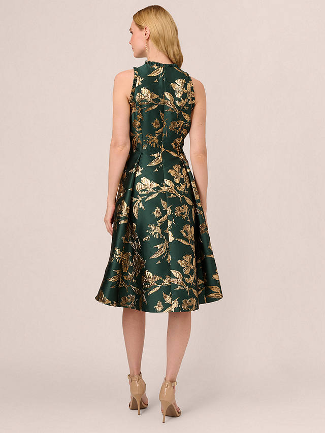 Adrianna Papell Ruffle Jacquard Dress, Hunter at John Lewis & Partners