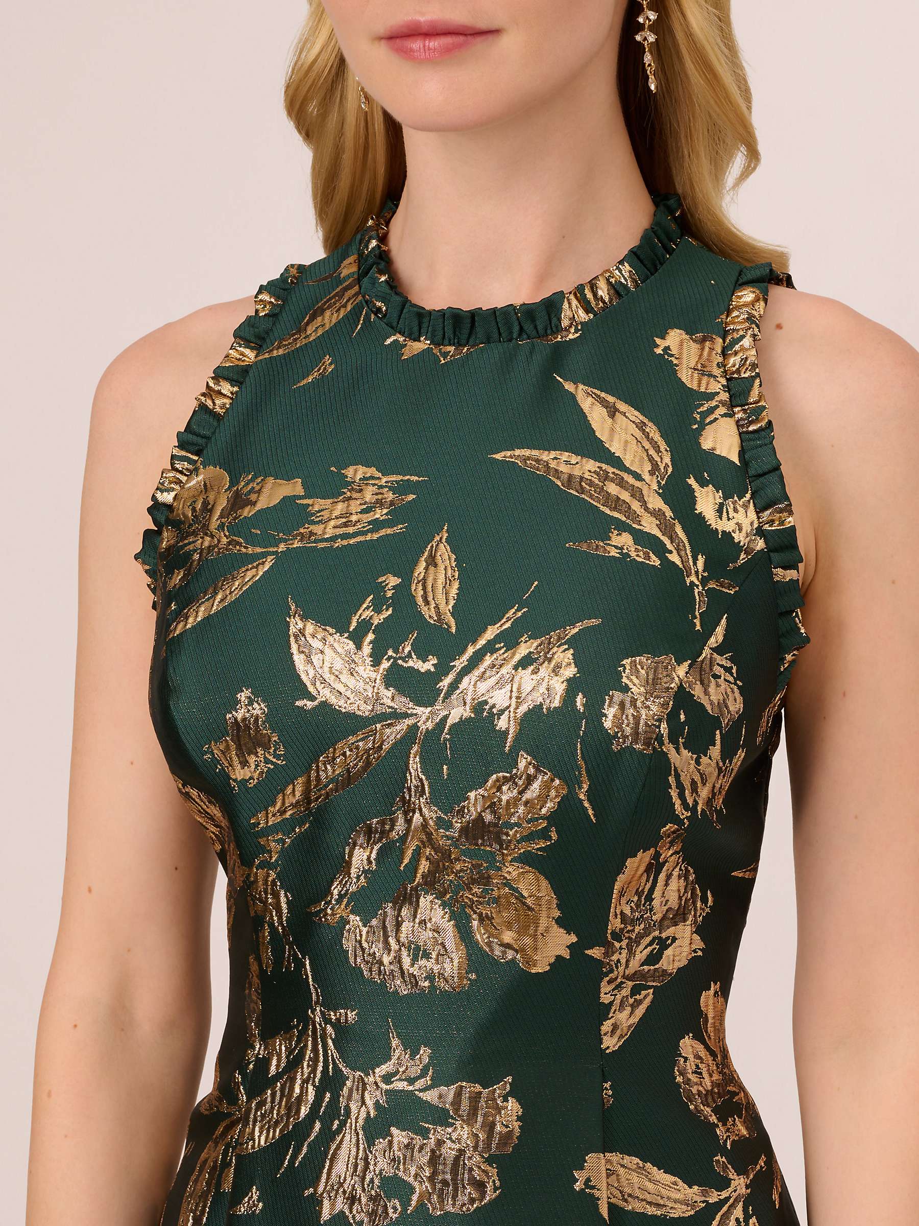 Buy Adrianna Papell Ruffle Jacquard Dress, Hunter Online at johnlewis.com