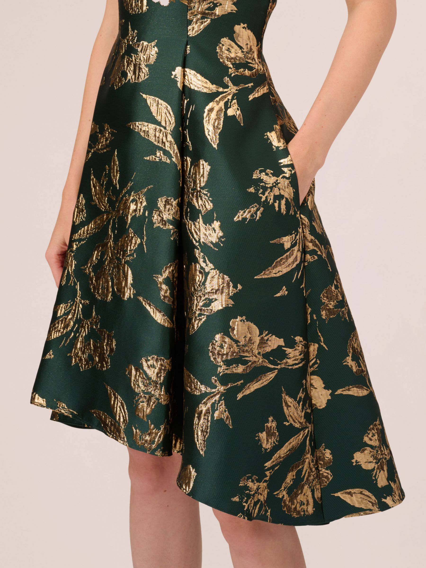 Buy Adrianna Papell Ruffle Jacquard Dress, Hunter Online at johnlewis.com