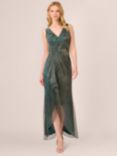 Adrianna Papell Metallic Mesh Cascade Maxi Dress, Evergreen, Evergreen