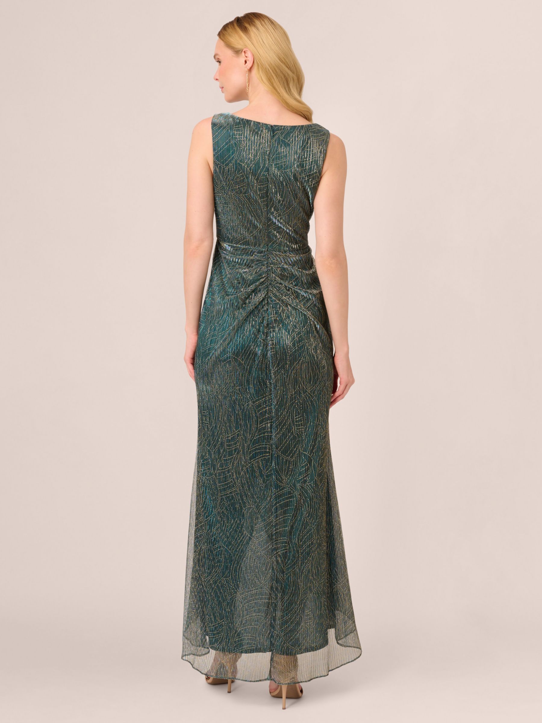 Buy Adrianna Papell Metallic Mesh Cascade Maxi Dress, Evergreen Online at johnlewis.com