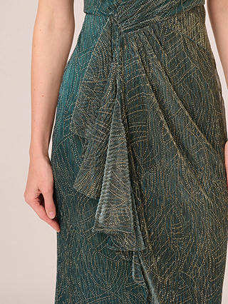 Adrianna Papell Metallic Mesh Cascade Maxi Dress, Evergreen