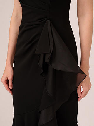 Adrianna Papell Ruffle Crepe Halterneck Maxi Dress, Black