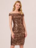 Adrianna Papell Off Shoulder Sequin Dress, Copper, Copper