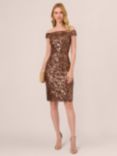 Adrianna Papell Off Shoulder Sequin Dress, Copper, Copper