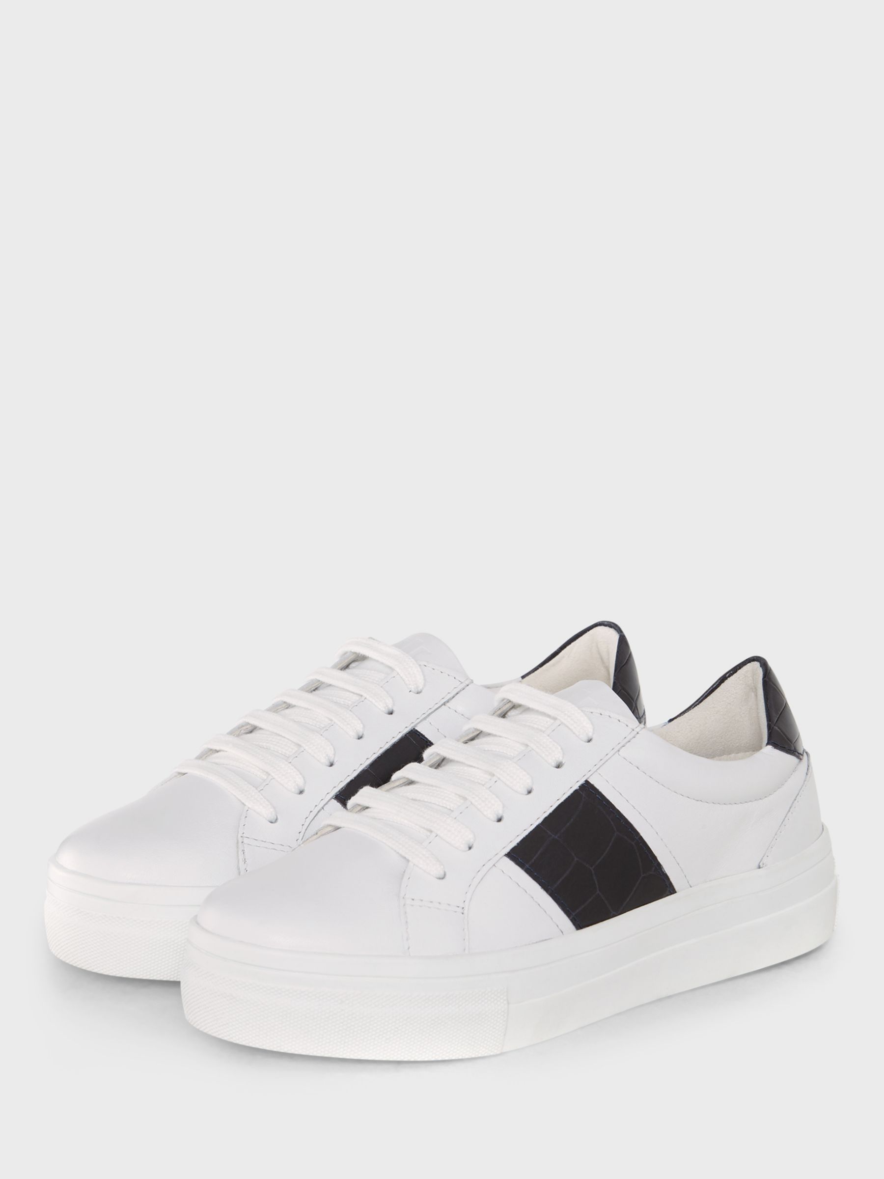 Hobbs Victoria Low Top Leather Trainers, White/Black, 3