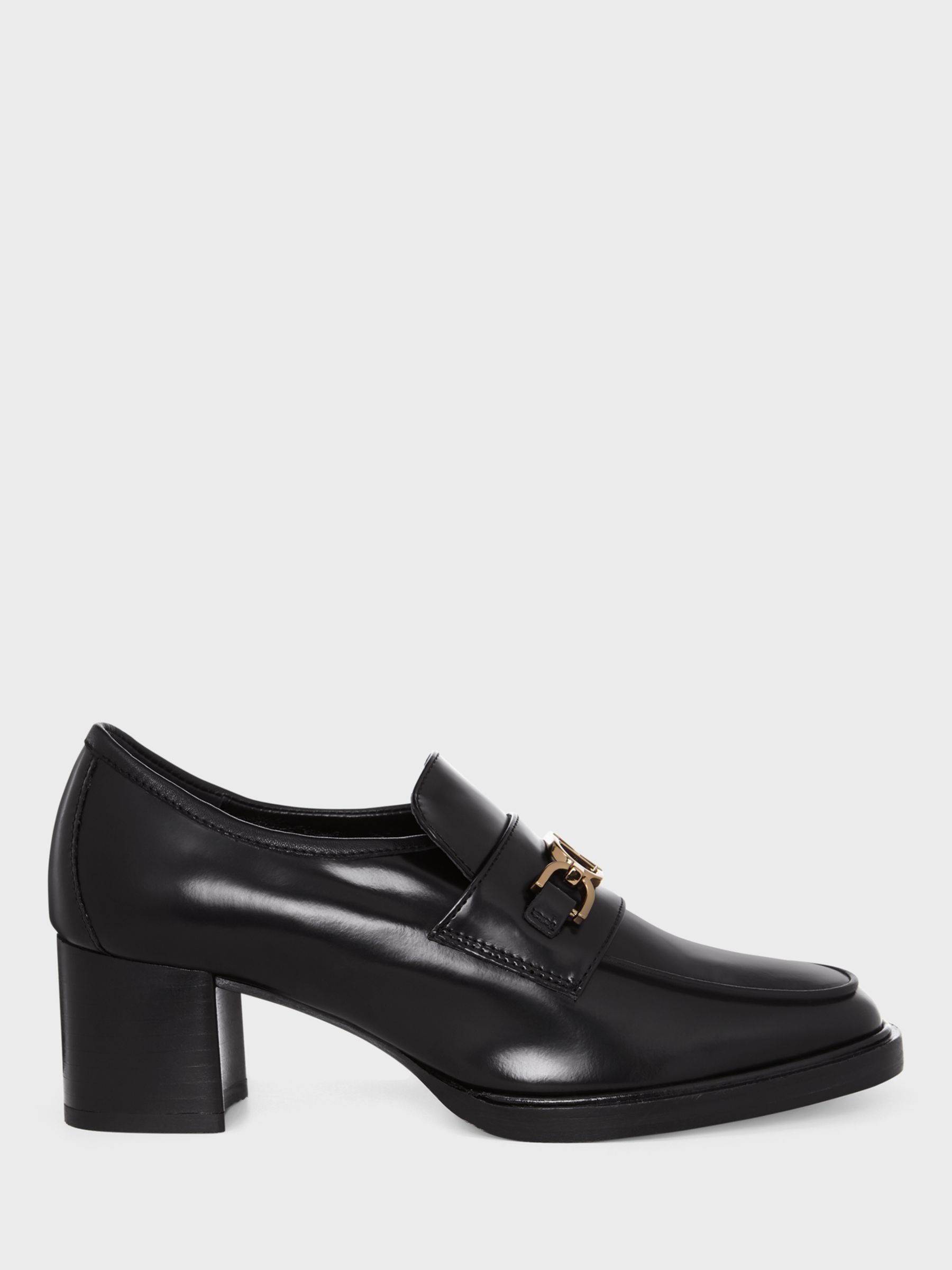 Hobbs Laura Leather Heeled Loafers, Black, 9