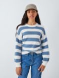 John Lewis Kids' Textured Stripe Jumper, Blue/Gardenia