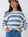 John Lewis Kids' Textured Stripe Jumper, Blue/Gardenia