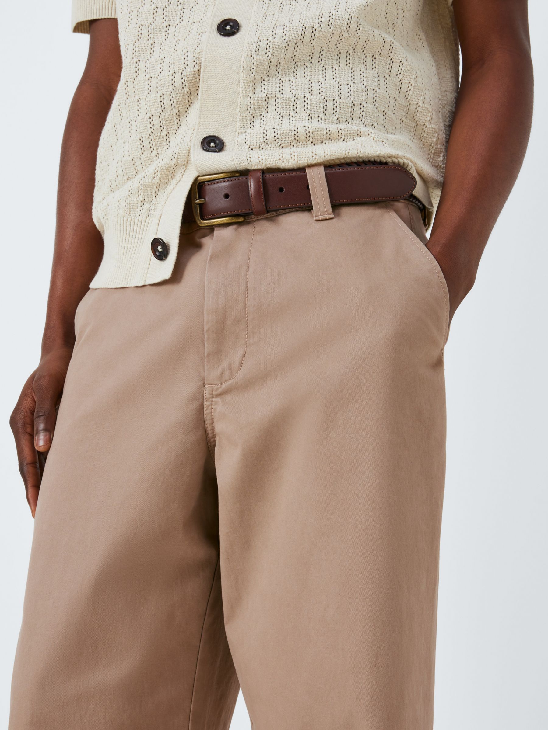 John Lewis Wide Leg Chinos, Sand, 36R