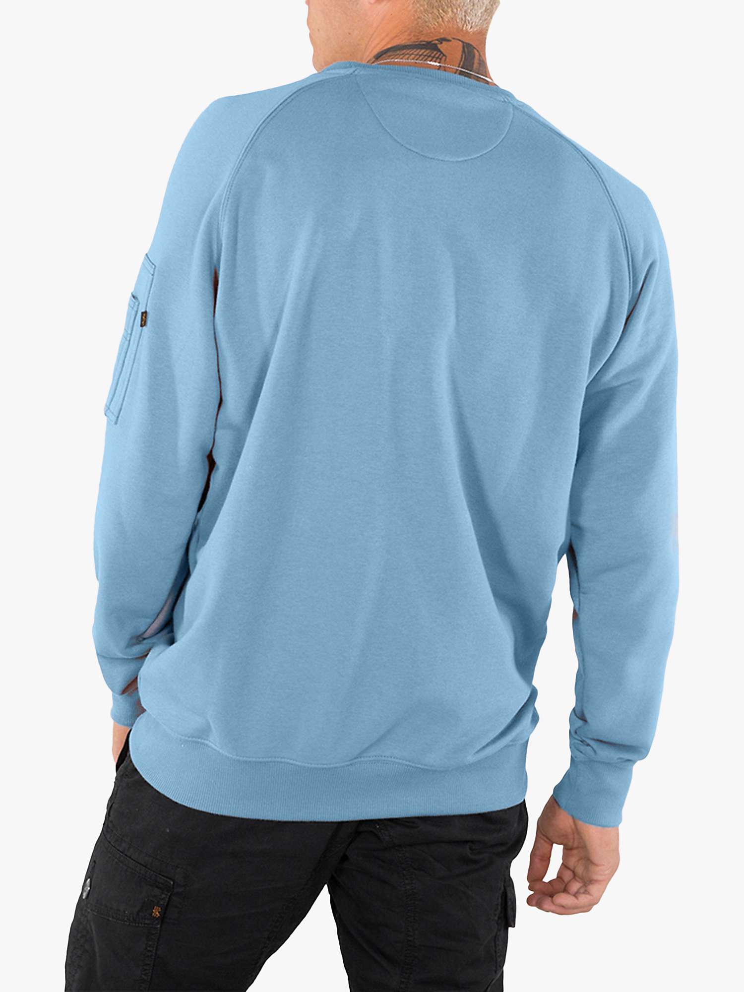 Alpha Industries X-Fit Zip Pocket Sleeve Sweatshirt, Light Blue at John  Lewis & Partners