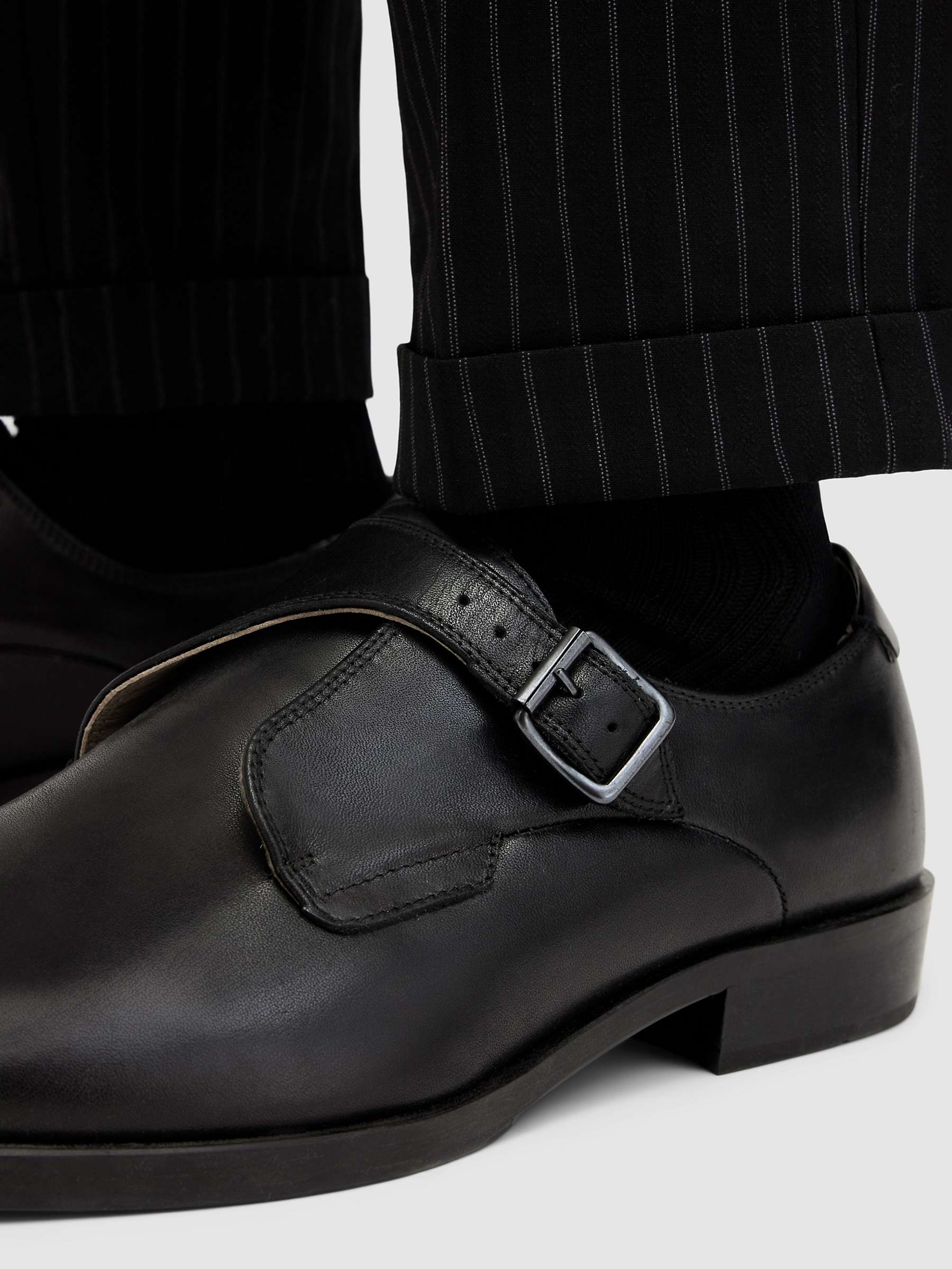 Buy AllSaints Keith Monk Shoes, Black Online at johnlewis.com