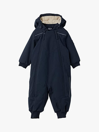 Polarn O. Pyret Baby Teddy Fleece Lined Waterproof Shell Overall, Blue