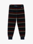 Polarn O. Pyret Kids' Stripe Organic Cotton Blend Velour Leggings, Blue/Multi