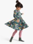 Polarn O. Pyret Kids' Organic Cotton Blend Forest Print Jersey Dress, Green