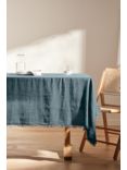 John Lewis Fringe Rectangular Cotton Linen Tablecloth, Loch Blue
