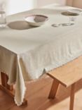John Lewis Fringe Rectangular Cotton Linen Tablecloth, Seafoam