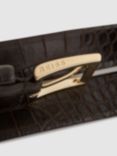 Reiss Albany Leather Croc Effect Belt, Chocolate