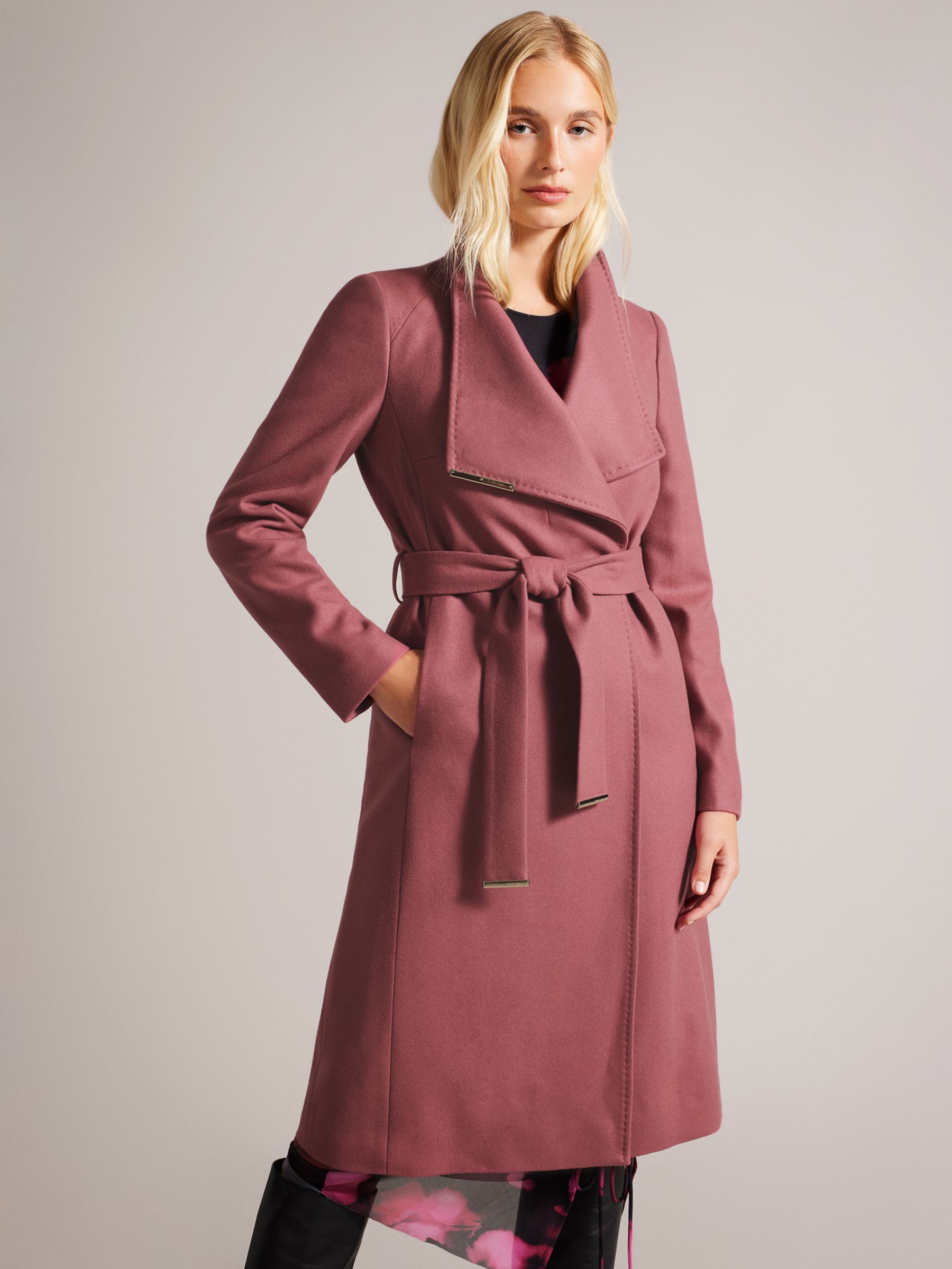 Ted Baker Rose Mid Length Wool Blend Wrap Coat
