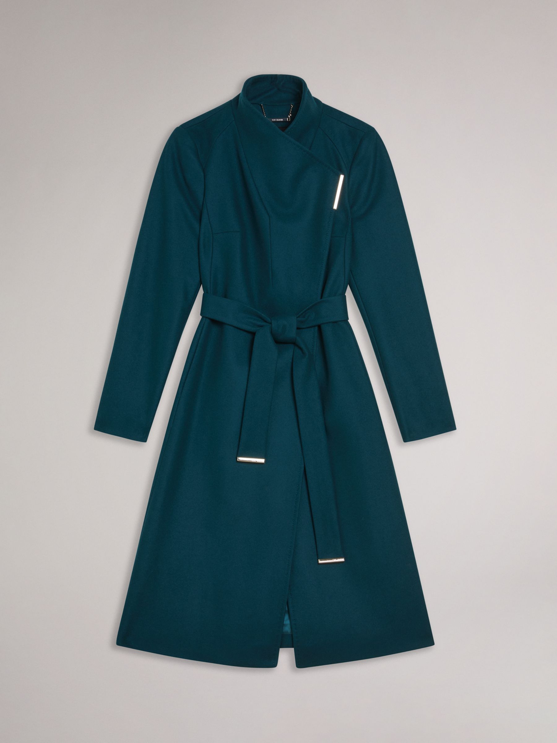 Ted Baker Rose Mid Length Wool Blend Wrap Coat, Teal, 6