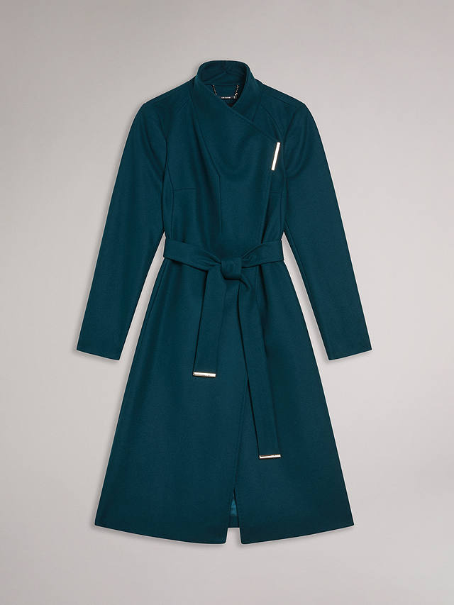 Ted Baker Rose Mid Length Wool Blend Wrap Coat, Blue Teal