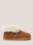 White Stuff Suede Shearling Slipper Boots, Mid Tan
