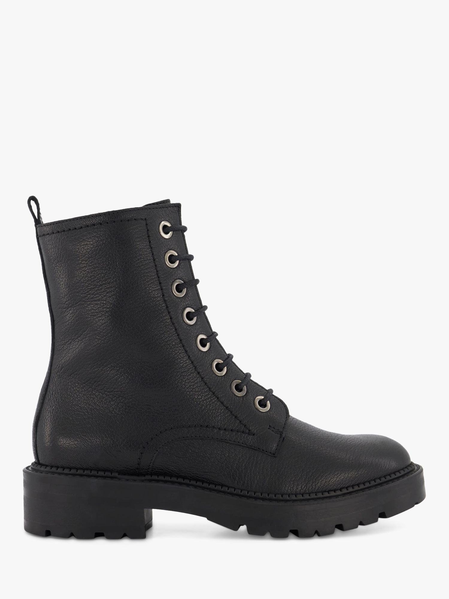 Dune Press Leather Cleated Hiker Boots, Black at John Lewis & Partners