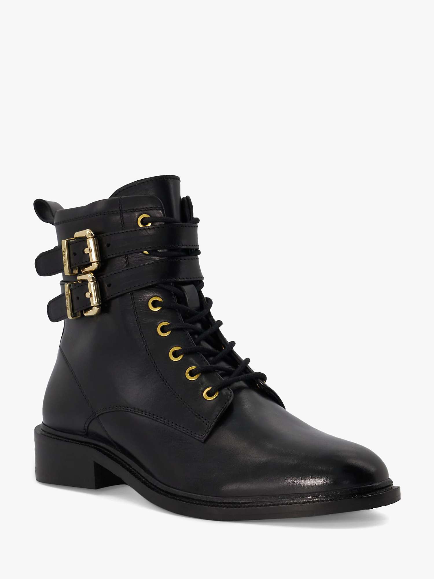 Buy Dune Phyllis Leather Double Buckle Lace Up Boots Online at johnlewis.com