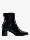 Dune Onsen Patent Square Toe Ankle Boots, Black