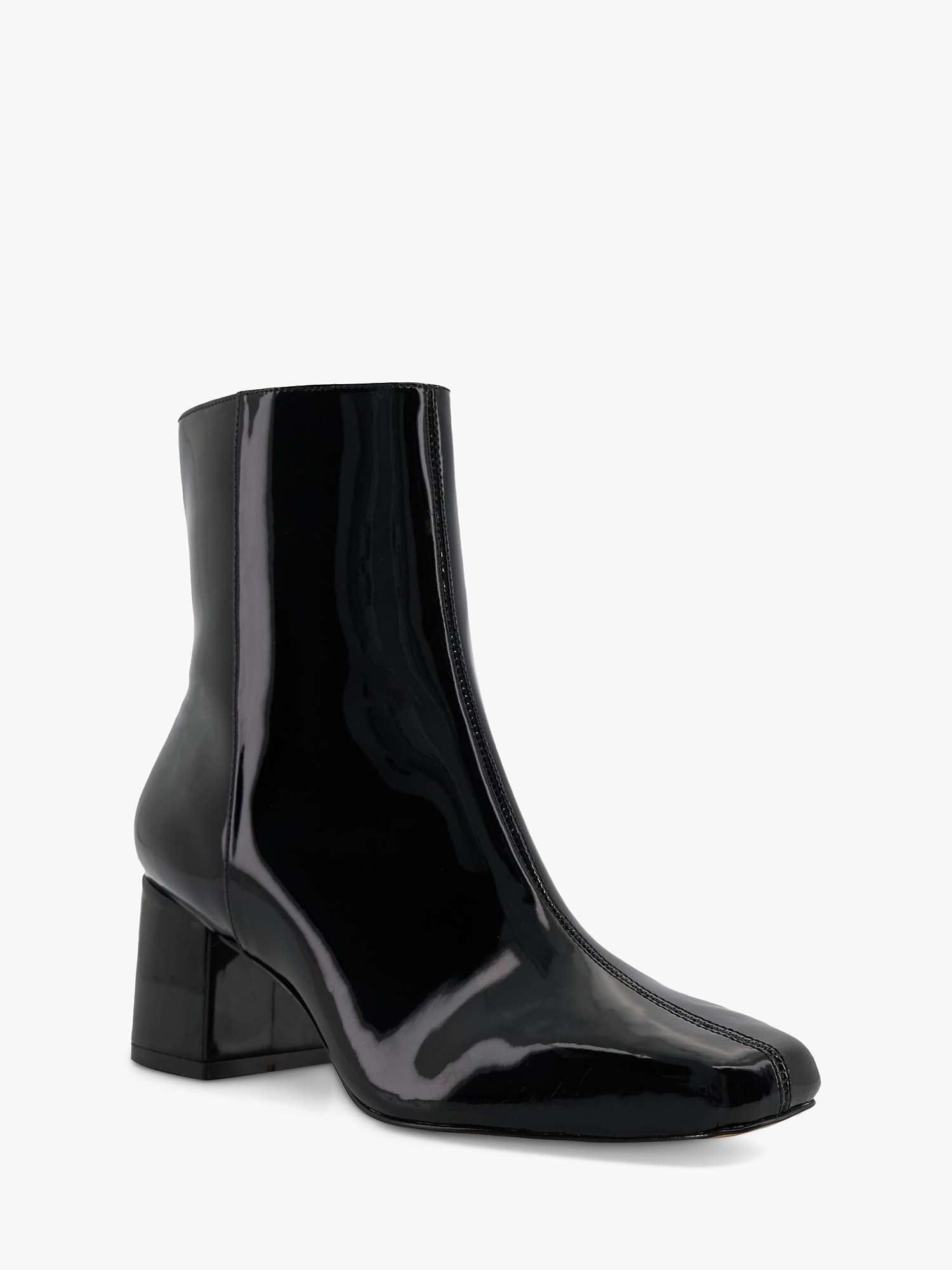 Buy Dune Onsen Patent Square Toe Ankle Boots, Black Online at johnlewis.com