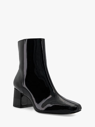 Dune Onsen Patent Square Toe Ankle Boots, Black