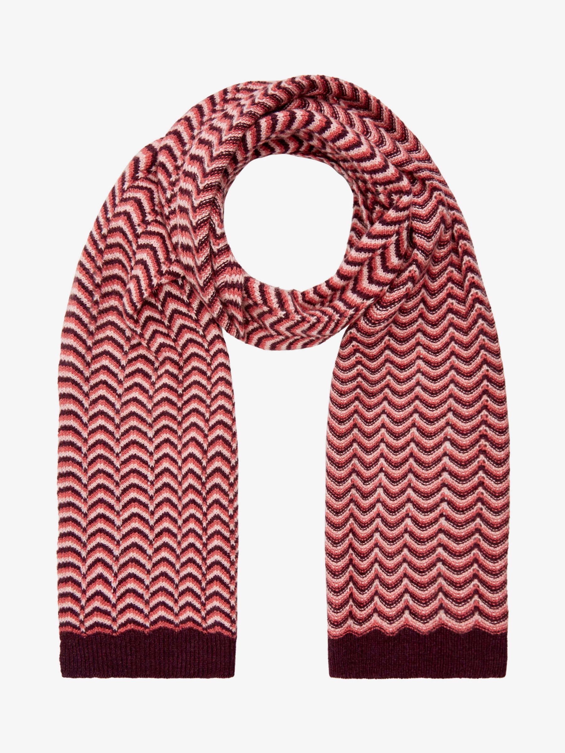 Brora Wave Knit Cashmere Scarf Aubergine At John Lewis And Partners 7094