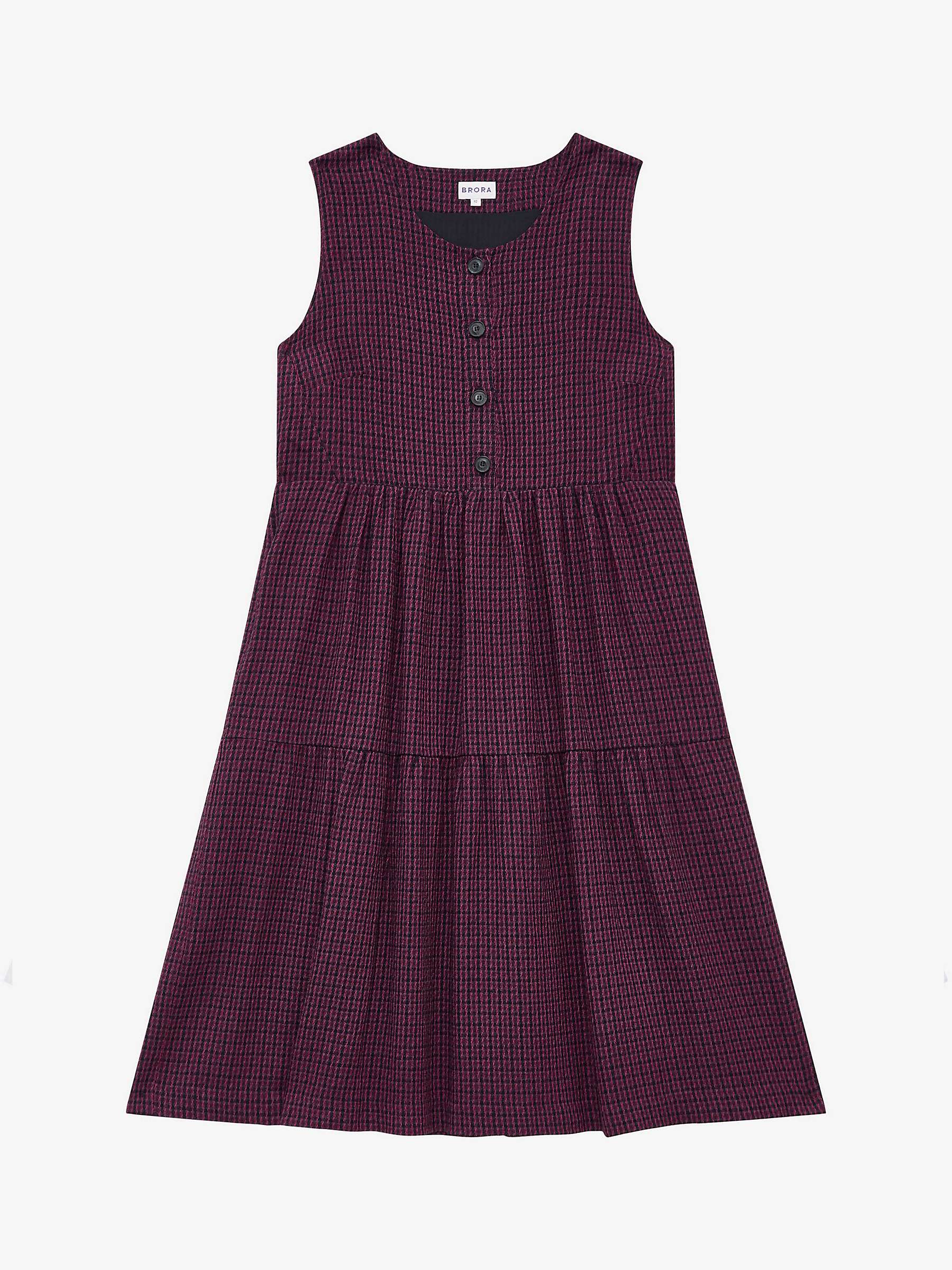 Buy Brora Wool Blend Textured Weave Checked Pinafore Dress, Midnight & Rose Online at johnlewis.com