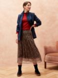 Brora Liberty Print Silk Chiffon Midi Skirt, Russet Leaf