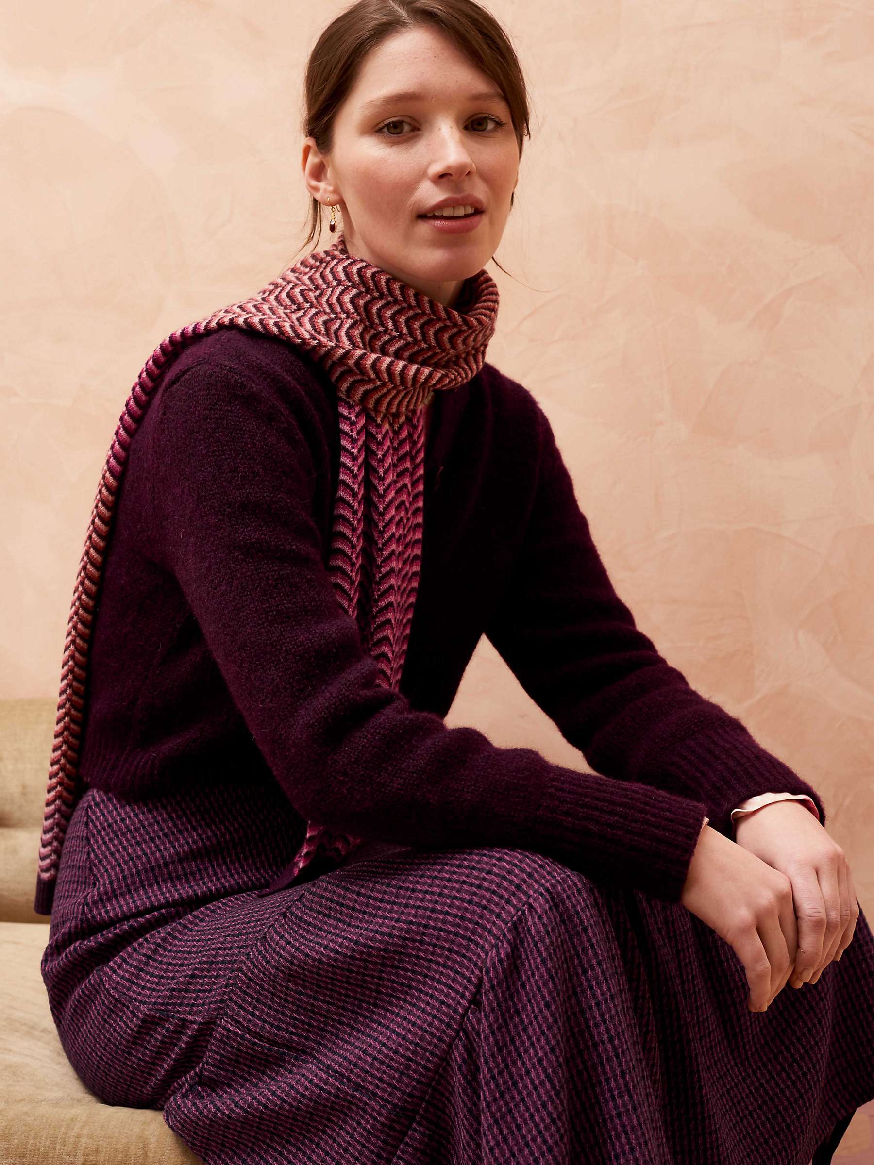 Buy Brora Textured Weave Tiered Skirt, Midnight/Rose Online at johnlewis.com