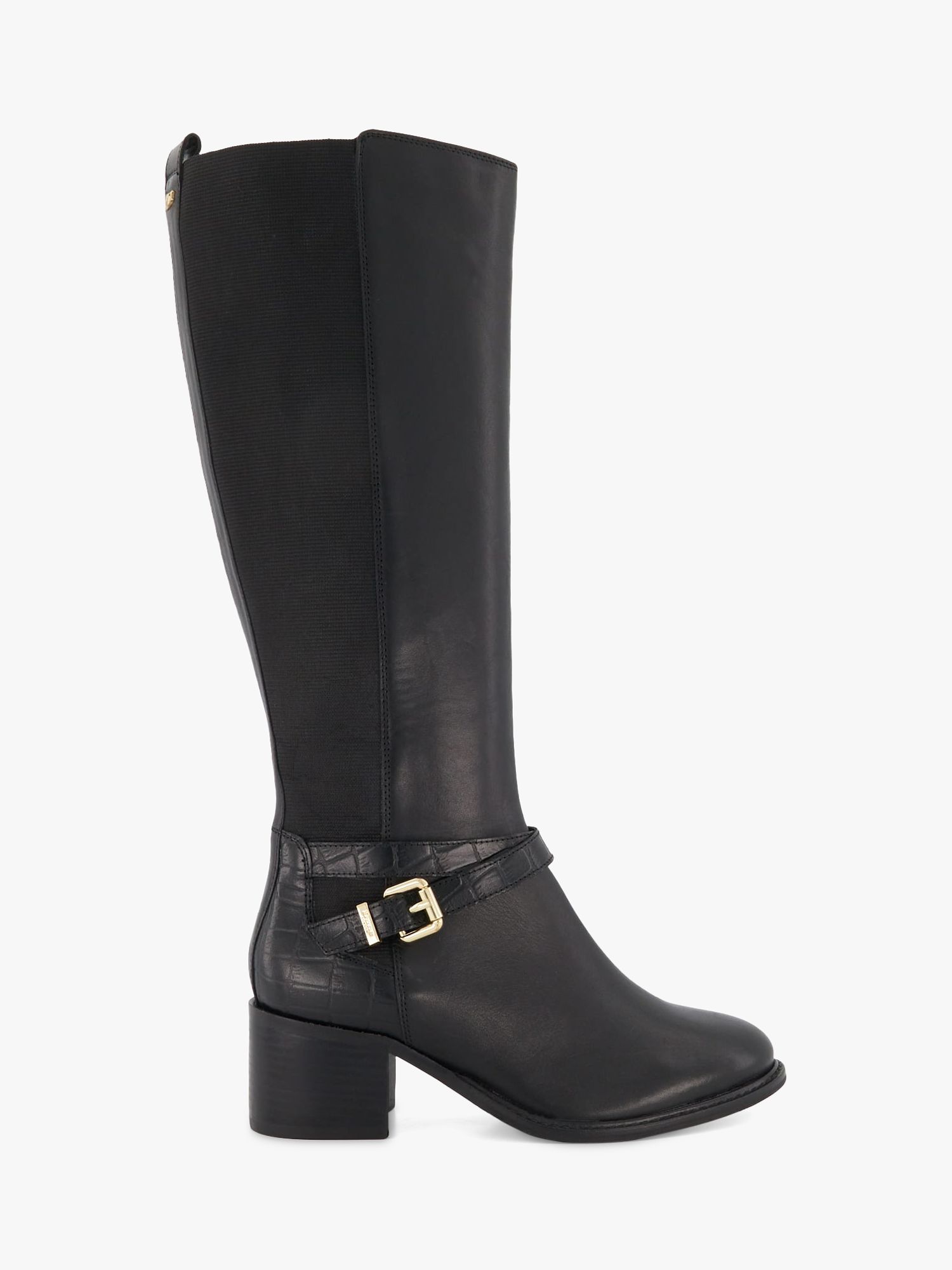 Dune Tildy Knee High Leather Boots, Black at John Lewis & Partners