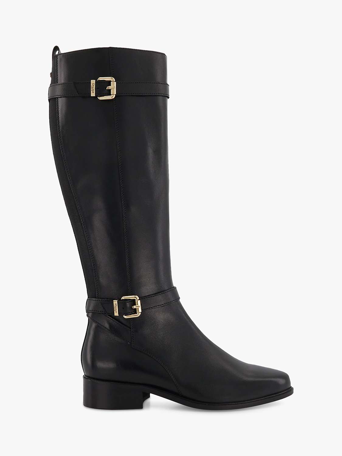 Buy Dune Tepi Leather Branded Trim Knee Boots, Black Online at johnlewis.com