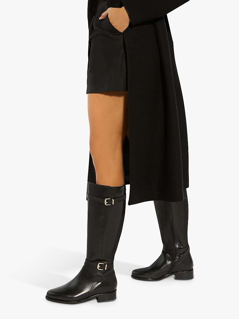 Buy Dune Tepi Leather Branded Trim Knee Boots, Black Online at johnlewis.com