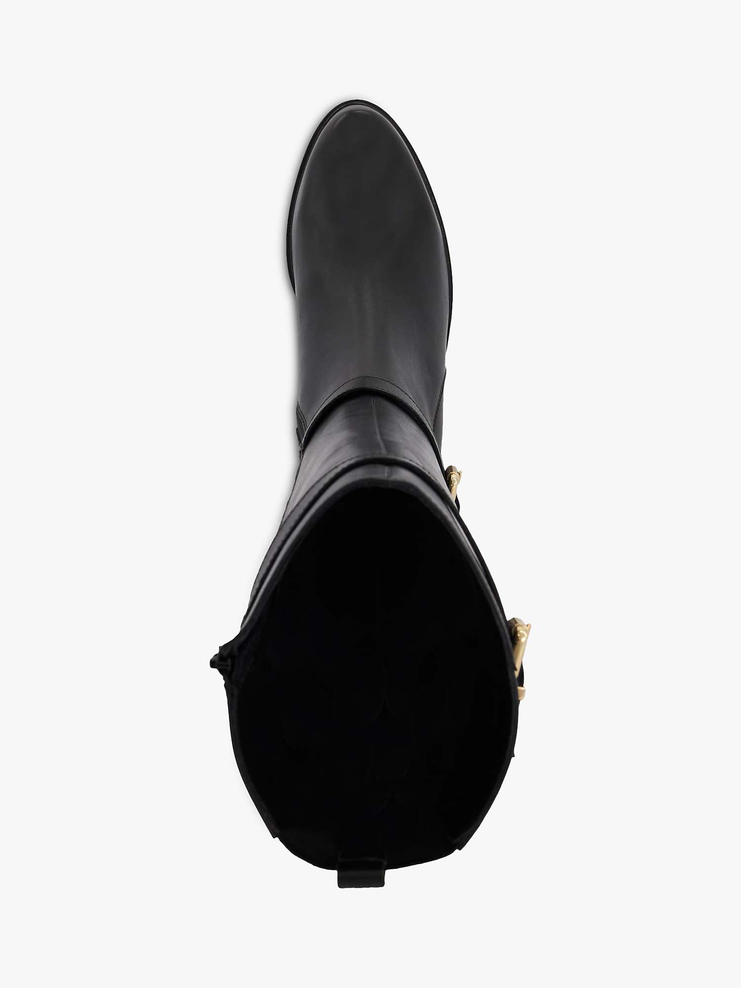 Buy Dune Tepi Leather Branded Trim Knee Boots, Black Online at johnlewis.com
