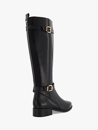 Dune Tepi Leather Branded Trim Knee Boots, Black