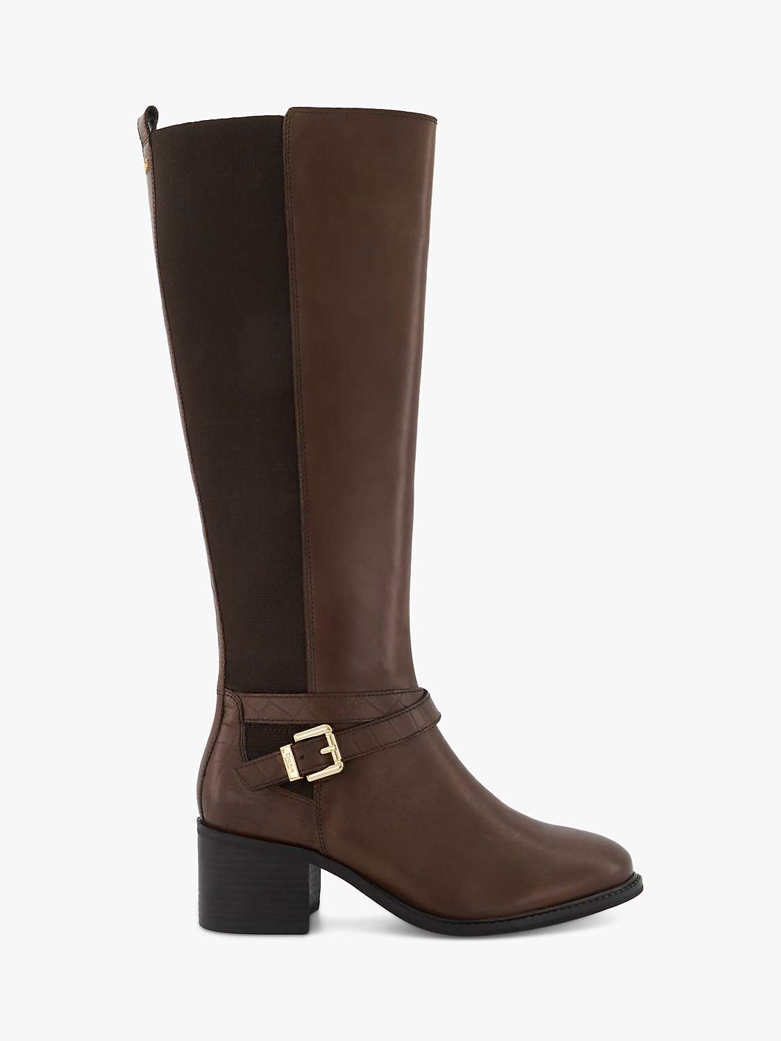 Buy Dune Tildy Leather Knee High Boots, Brown Online at johnlewis.com