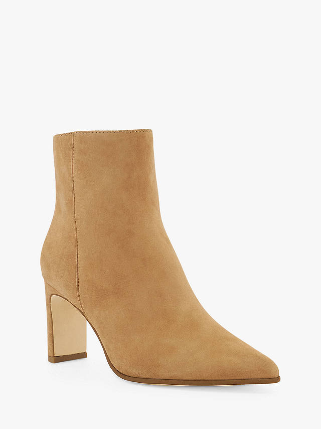 Dune Ottaly Suede Pointed Toe Ankle Boots, Camel