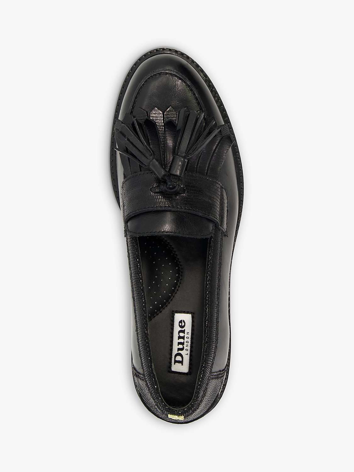Dune Wide Fit Guardian Leather Loafers, Black at John Lewis & Partners