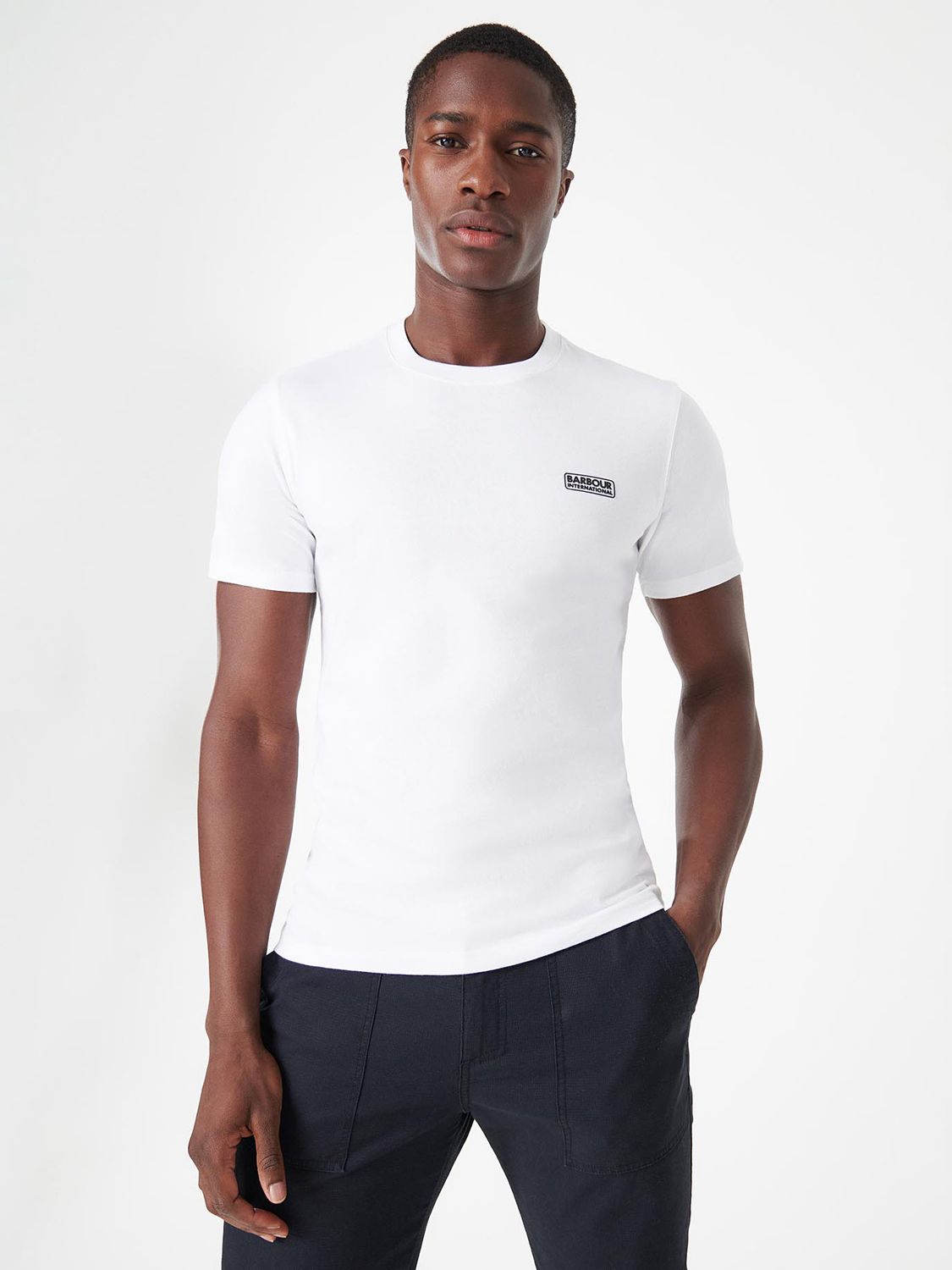 Barbour International Small Logo T-Shirt, White at John Lewis & Partners