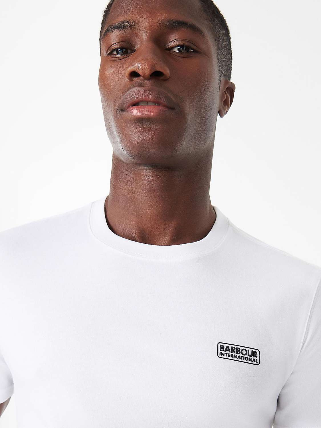 Buy Barbour International Small Logo T-Shirt, White Online at johnlewis.com