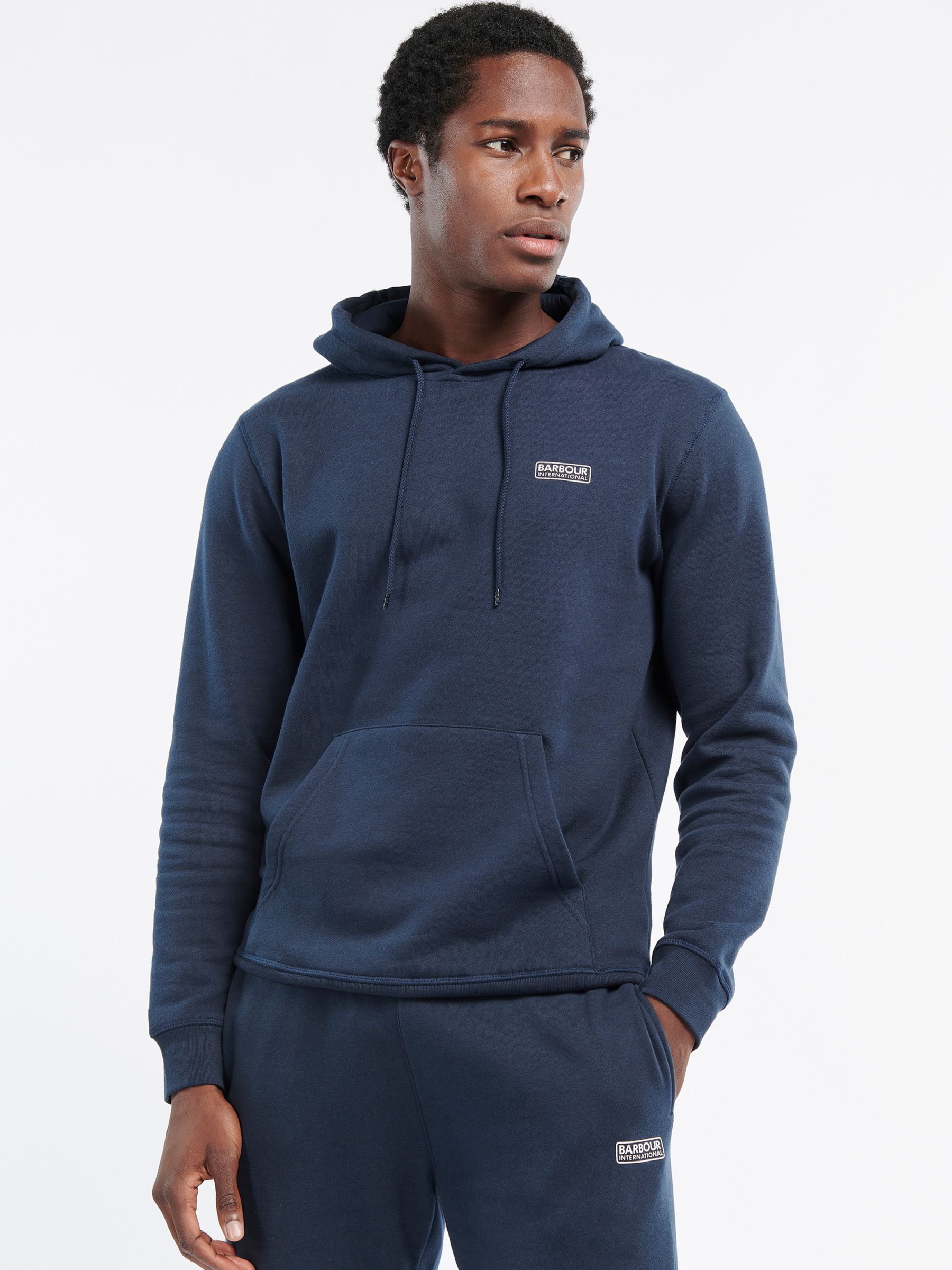 Barbour International Tailored Fit Hoodie, Navy at John Lewis & Partners