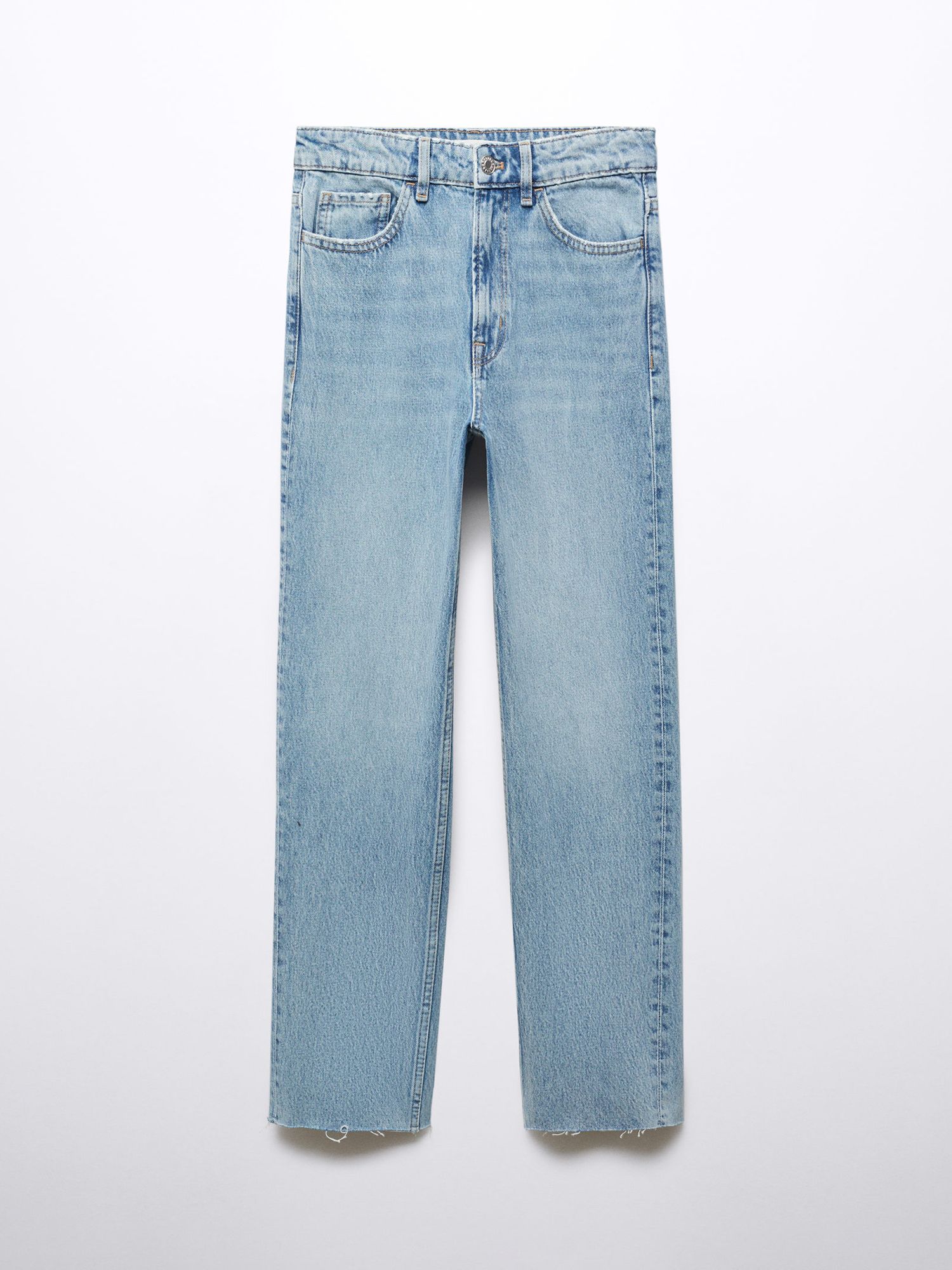 Mango Blanca Straight Cropped Jeans, Open Blue at John Lewis & Partners