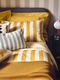 John Lewis ANYDAY Block Stripe Reversible Pure Cotton Duvet Cover Set, Yellow