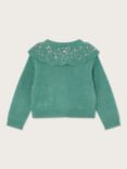 Monsoon Kids' Wool Blend Pointelle Collar Cardigan, Green